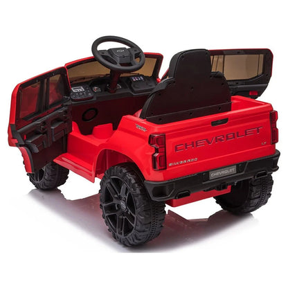 Chevrolet Silverado 12V Ride on Truck, Red Ride on Toys with Remote Control, Battery Powered Ride on Cars for Girls, Electric Cars for Kids to Ride, LED Lights, MP3 Music, Foot Pedal, CL238