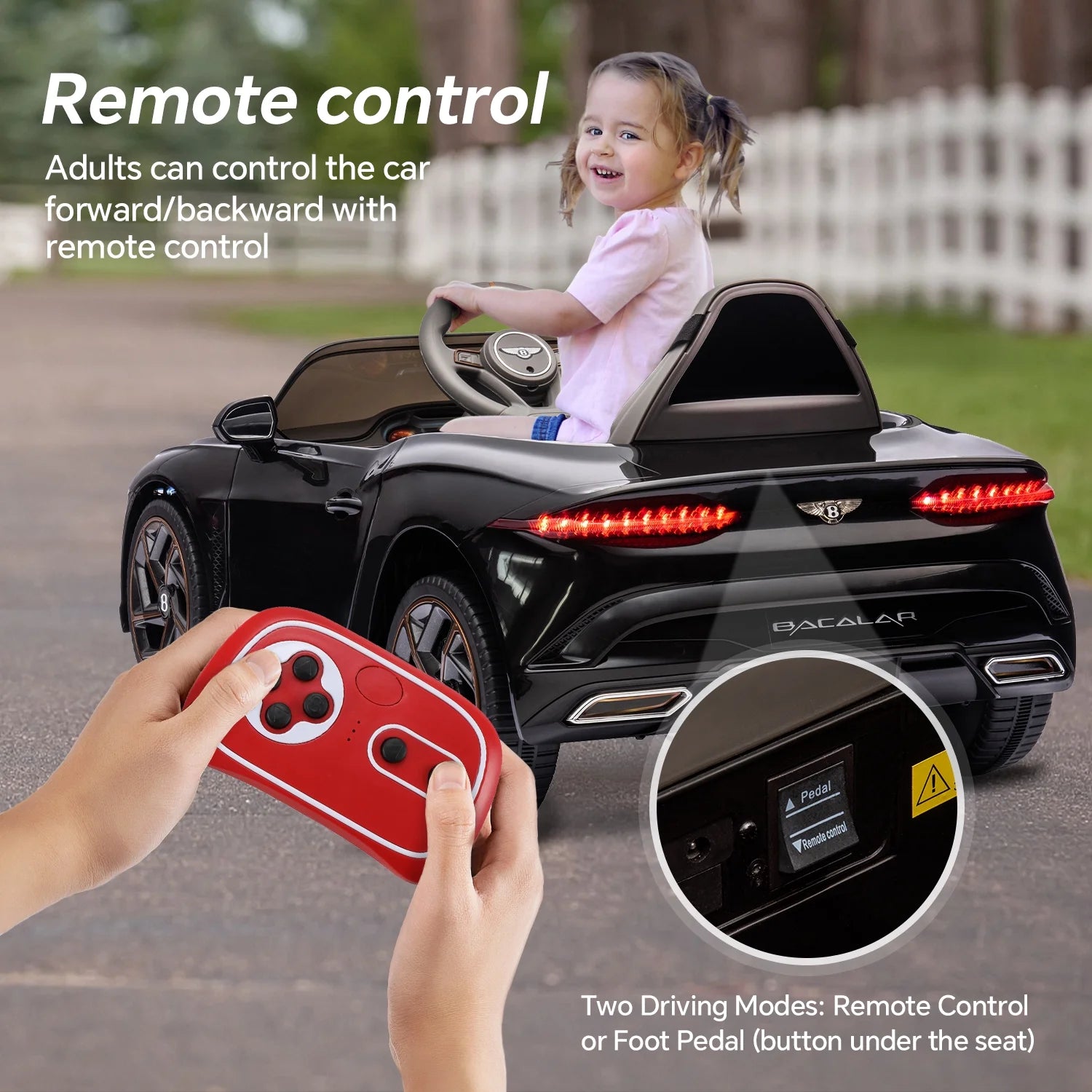 Kids Ride on Car, 12V Licensed Bentley Mulsanne Electric Car for Kids Age 3+, Remote Control, Music, Black