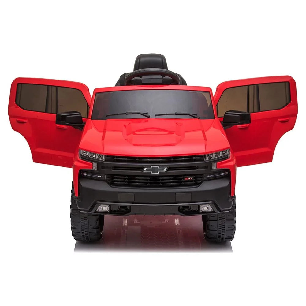 Chevrolet Silverado 12V Ride on Truck, Red Ride on Toys with Remote Control, Battery Powered Ride on Cars for Girls, Electric Cars for Kids to Ride, LED Lights, MP3 Music, Foot Pedal, CL238