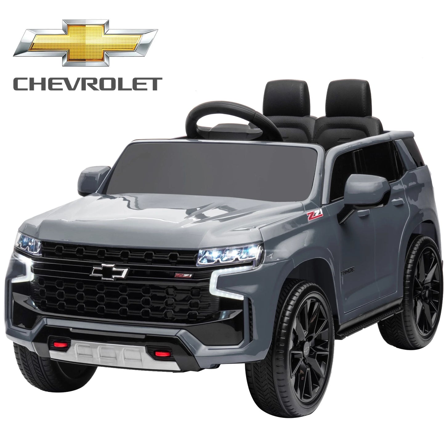 Chevrolet Tahoe Kids Ride on Car, 12V Powered Ride on Toy with Remote Control, 4 Wheels Suspension, Safety Belt, MP3 Player, LED Lights, Electric Vehicles for Boys Girls, Gray