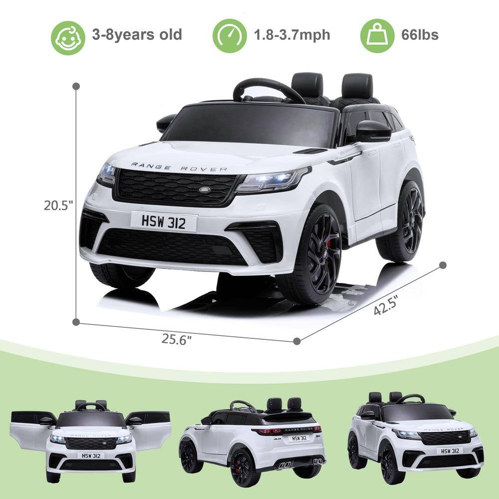 12-Volt Kids Ride on Car Licensed Land Rover Battery Powered Electric Vehicle Toy with Remote Control, White