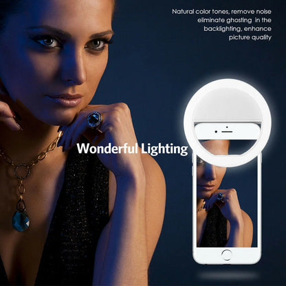 USB Charge Led Selfie Ring Light Mobile Phone Lens LED Selfie Lamp Ring for Iphone for Samsung Xiaomi Phone Selfie Light